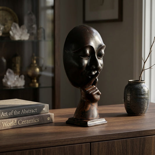 Abstract Silence Face Statue — Sculptural Decor — main view