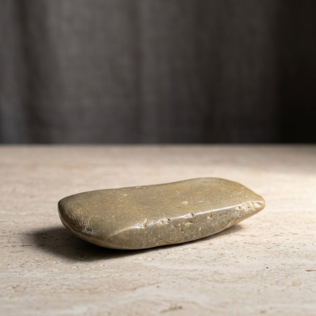 Stone Adze — Prehistoric Hand Tool, Knapped & Beveled Edge, 39g — detail view