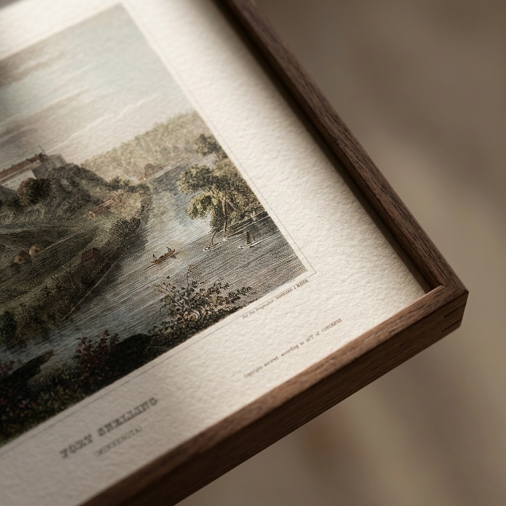 Vintage Fort Snelling, Minnesota Lithograph Print — detail view