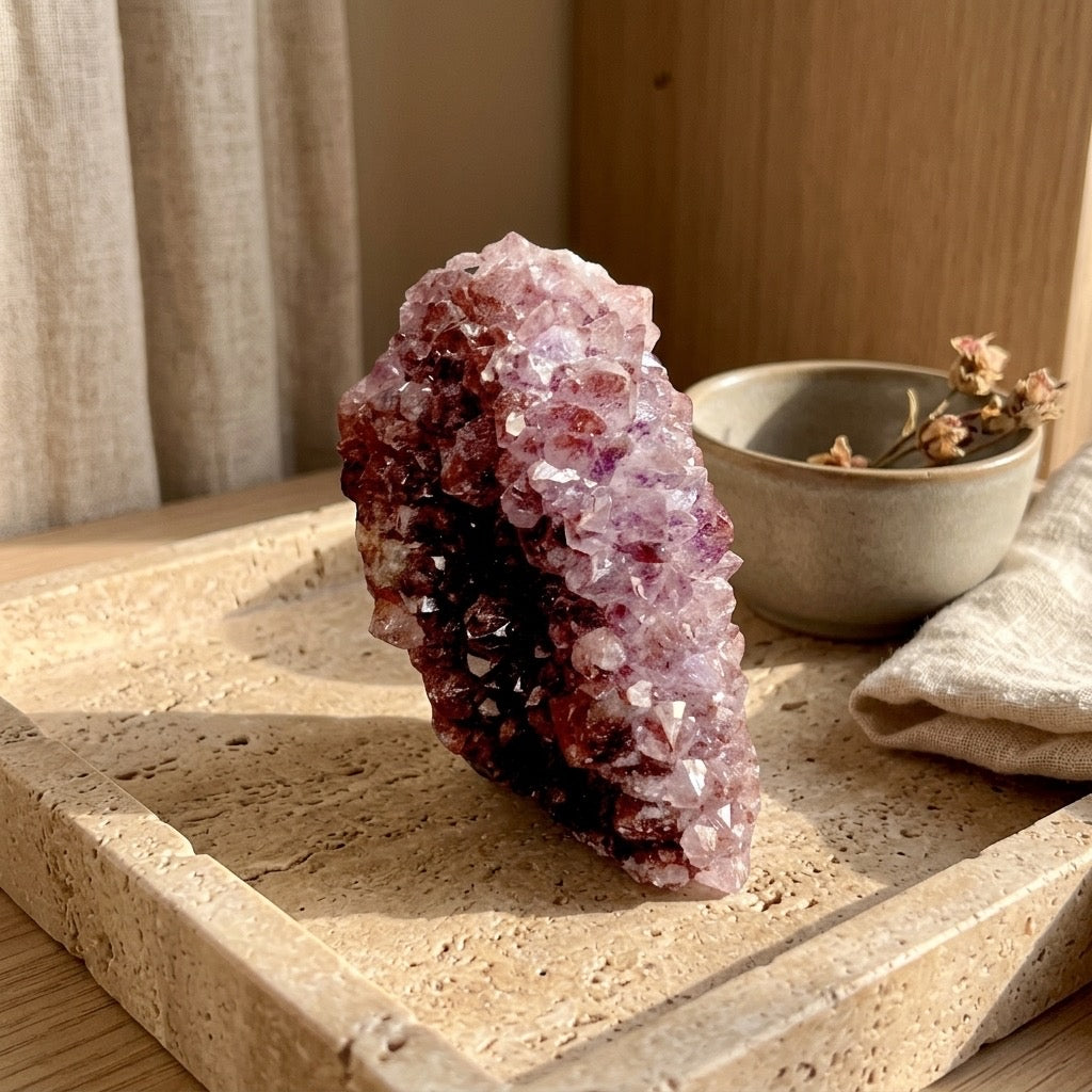 Natural Amethyst Quartz Cluster — Purple Points, Raw Geological Specimen, 163g — main view