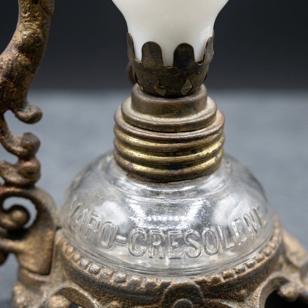 Antique Victorian Vapo-Cresolene Vaporizer Lamp — Medical Inhaler Apothecary Device — detail view