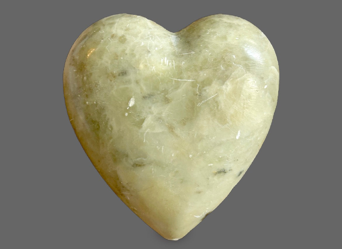 Yellow Calcite Heart Carving — Warm Golden Tone, Polished, 299g — detail view