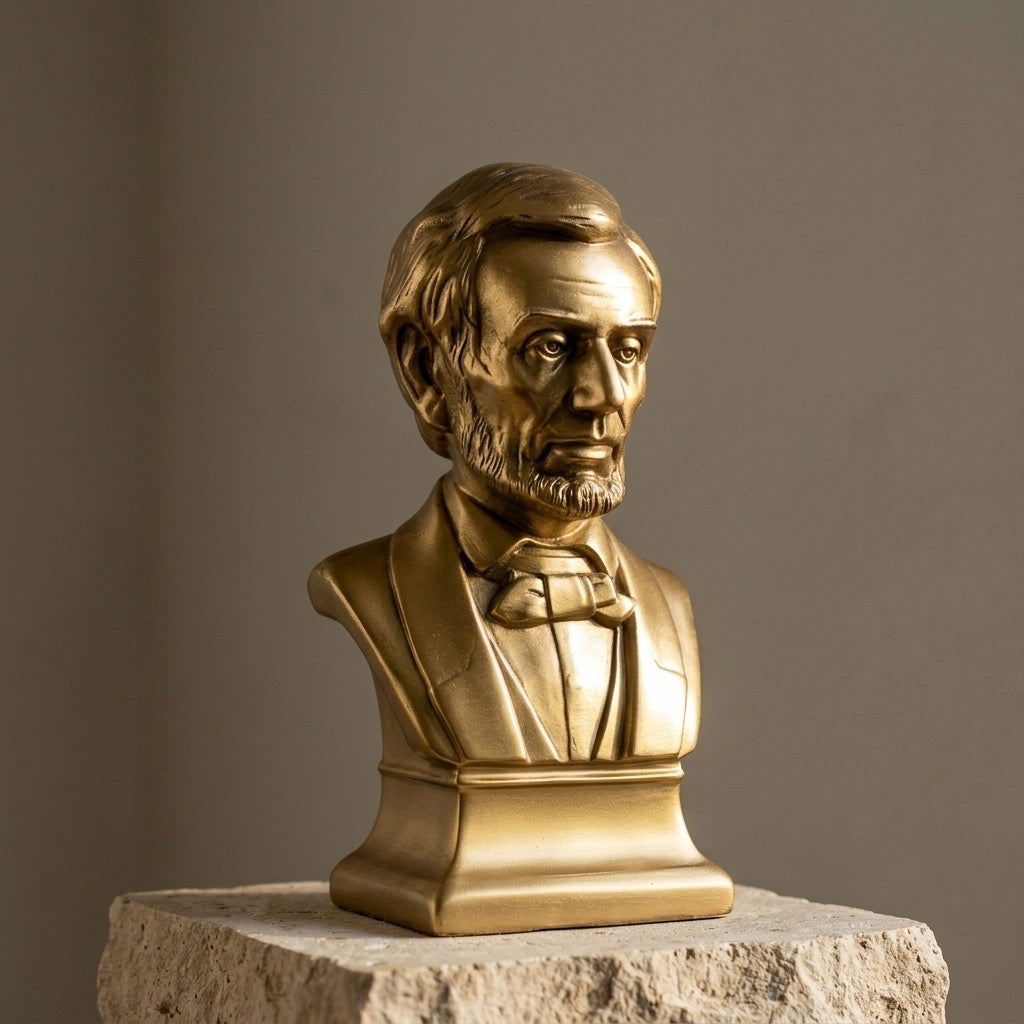 Abraham Lincoln Bust — Large Americana Portrait Statue — detail view