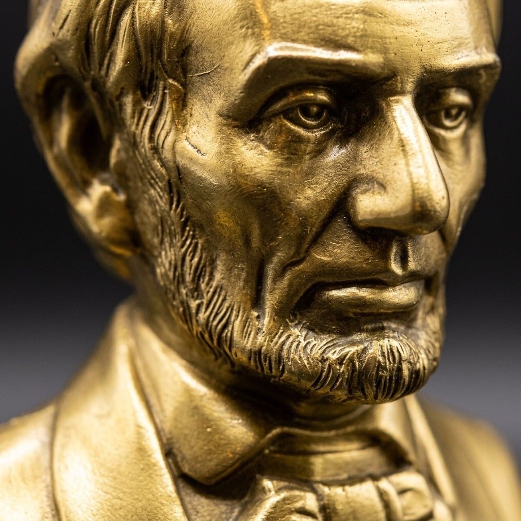 Abraham Lincoln Bust — Large Americana Portrait Statue — detail view