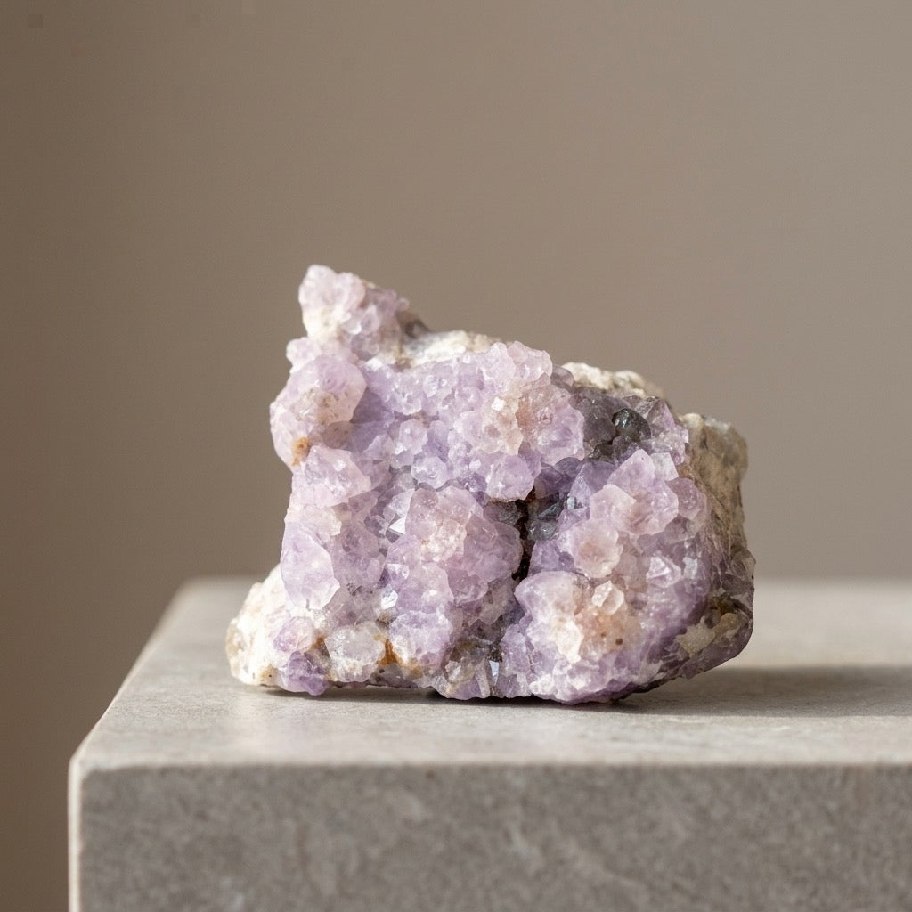 Amethyst Crystal Cluster — Violet Quartz Points, Natural Formation, 894g (1.97 lb) — detail view