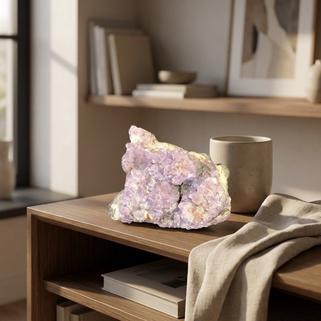 Amethyst Crystal Cluster — Violet Quartz Points, Natural Formation, 894g (1.97 lb) — detail view
