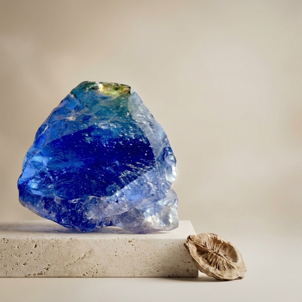 Andara Glass Specimen — Cobalt Blue, Translucent Glass-Like Collector Curiosity, 359g — detail view