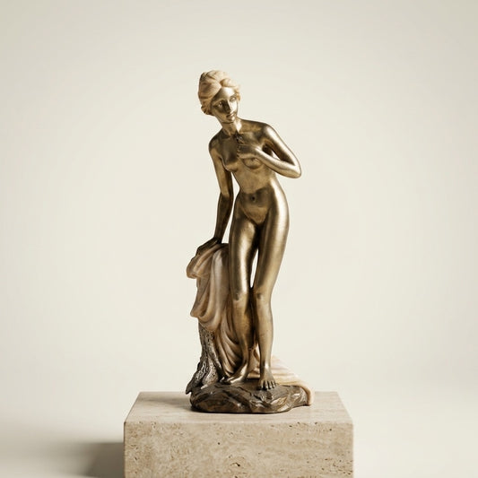 Art Deco Style Nude Female Figurine Statue — Vintage Inspired Sculpture — main view
