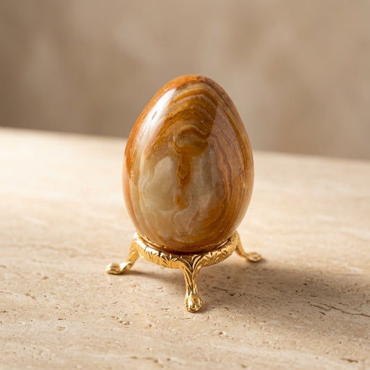 Banded Onyx Egg — Layered Chalcedony, Natural Banding, 194g — main view