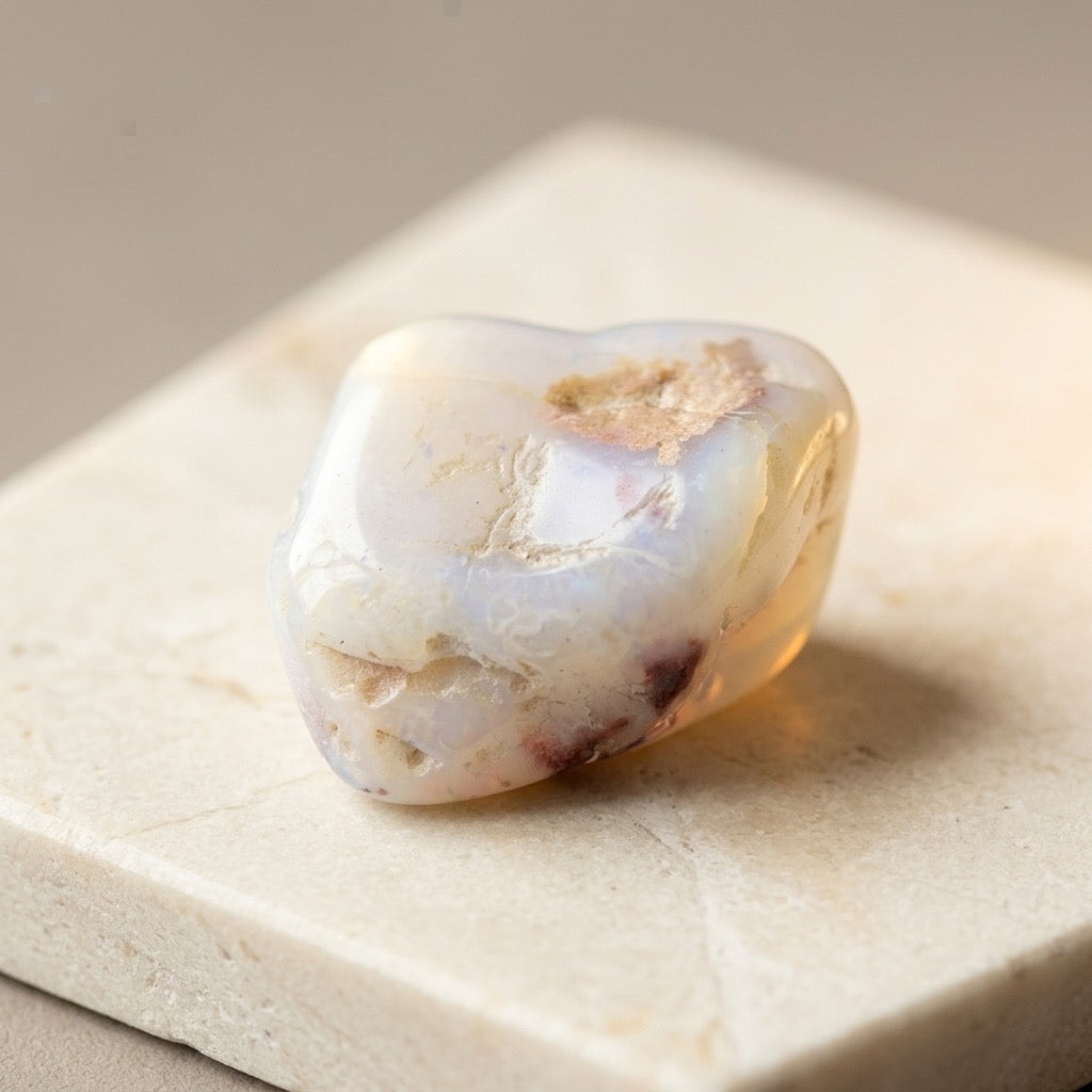 Blue Chalcedony Specimen — Soft Misty Blue, Translucent, 26g — detail view