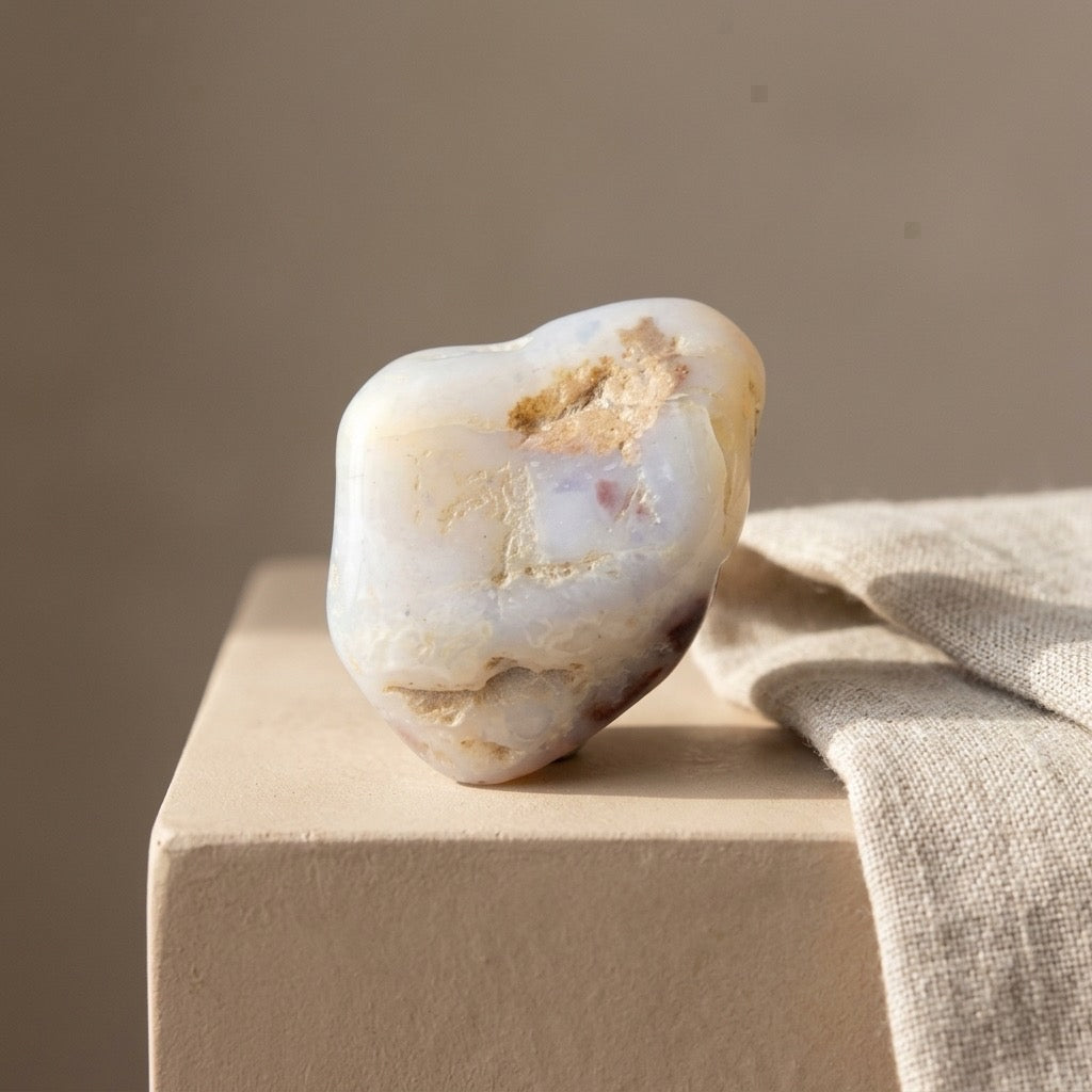 Blue Chalcedony Specimen — Soft Misty Blue, Translucent, 26g — detail view