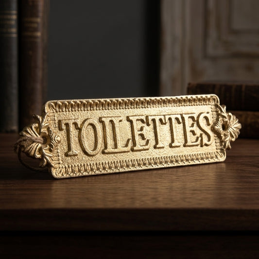 Cast Iron «Toilettes» Door Sign — French Gold-Finish Wall Plaque — main view