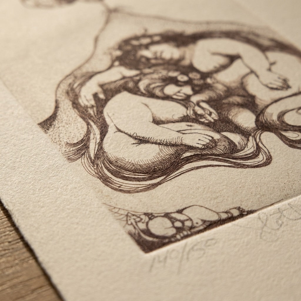 Charles Bragg “Sloth” Signed Engraving — Seven Deadly Sins Series — detail view