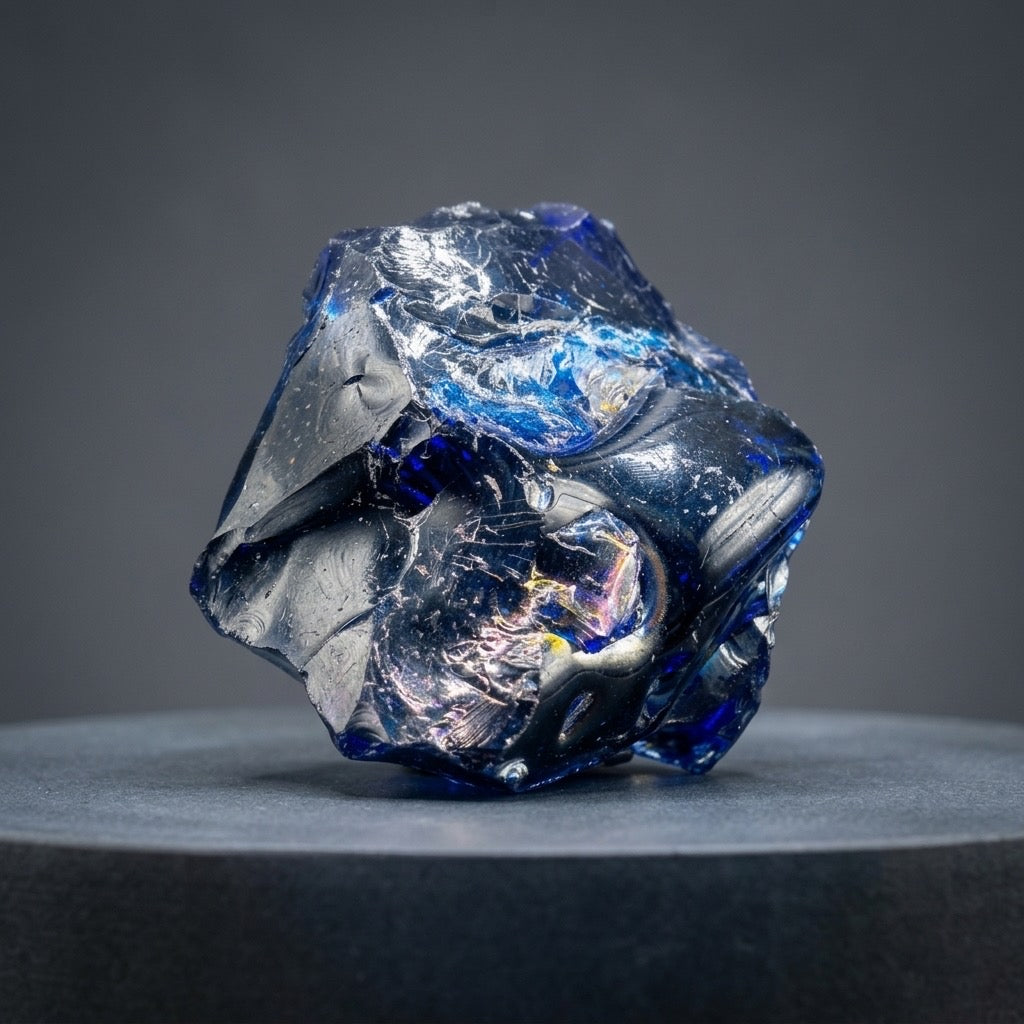 Cobalt Blue Iridescent Studio Art Glass Cullet — 419g — main view