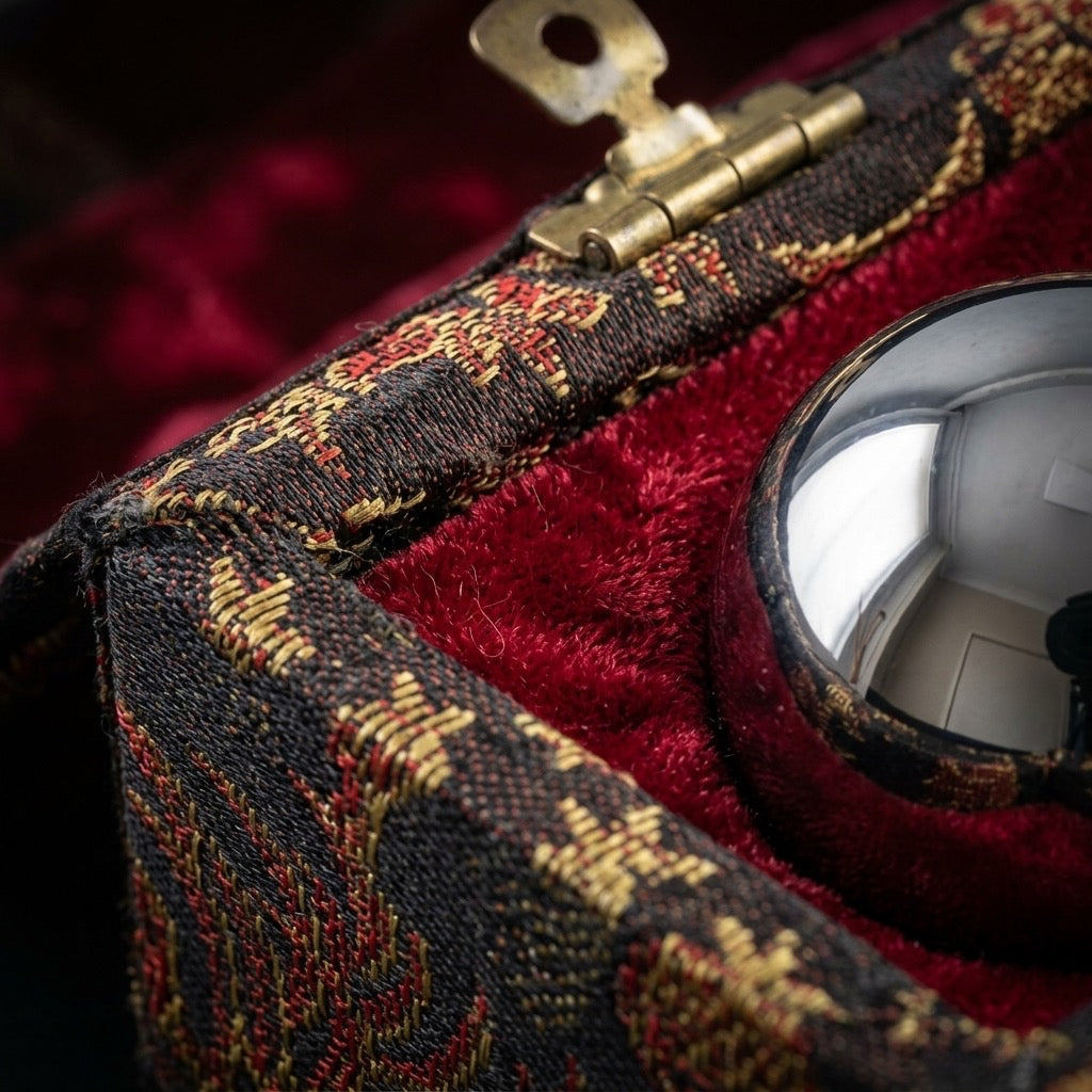 Chinese Baoding Chime Meditation Balls in Silk Box — detail view