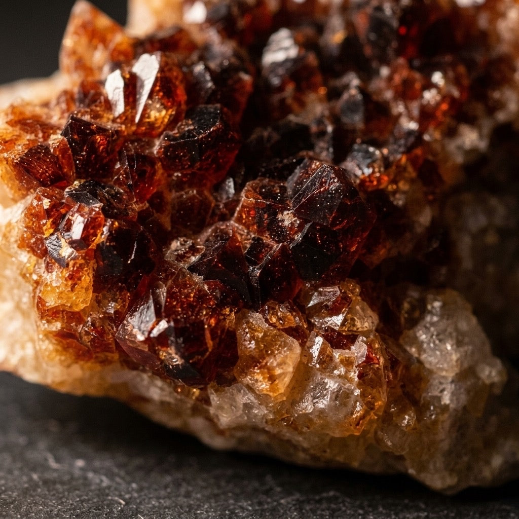 Citrine Crystal Cluster — Warm Golden Quartz Points, 237g — detail view