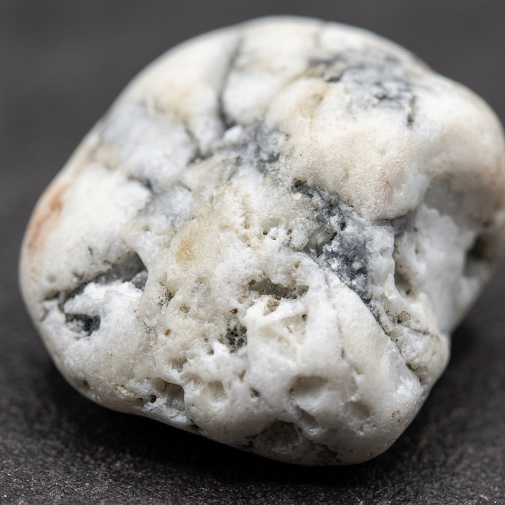 Howlite Specimen — White with Gray Veining, Natural Undyed, 19g — detail view