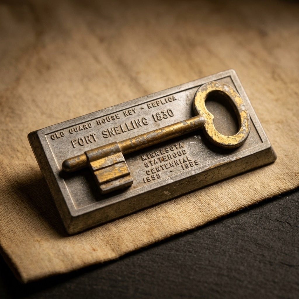 Minnesota Statehood Commemorative Key Plaque — Fort Snelling Historical Display — main view
