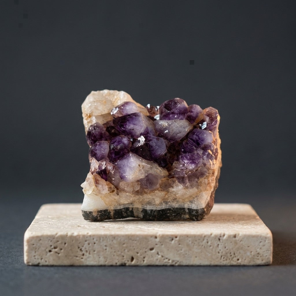 Raw Amethyst Cluster — Violet Crystal Points, Natural Terminations, 121g — detail view