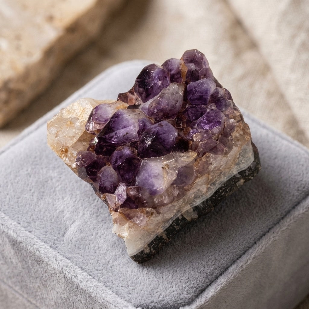 Raw Amethyst Cluster — Violet Crystal Points, Natural Terminations, 121g — main view