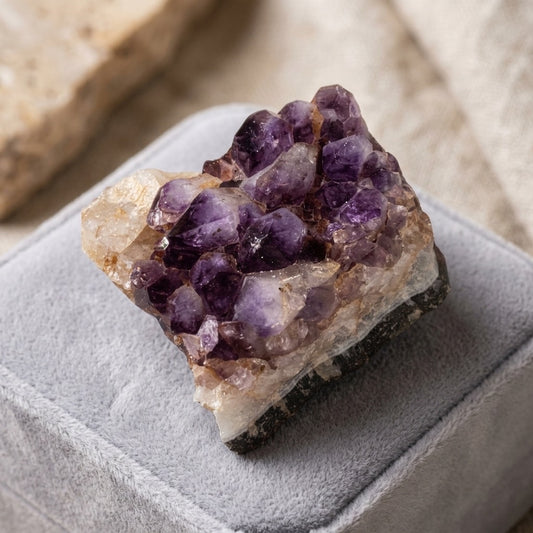 Raw Amethyst Cluster — Violet Crystal Points, Natural Terminations, 121g — main view