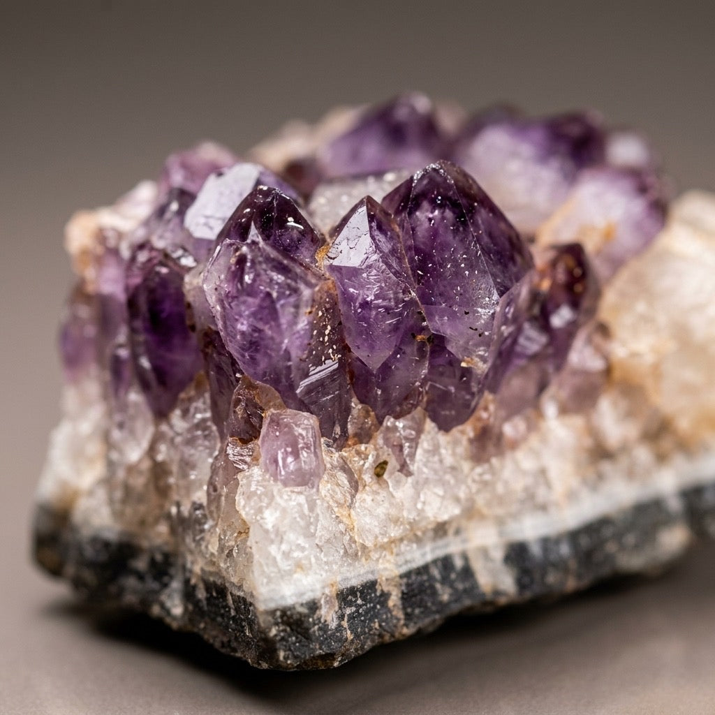 Raw Amethyst Cluster — Violet Crystal Points, Natural Terminations, 121g — detail view