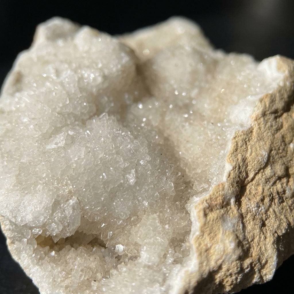 Druzy Quartz Geode — Large Crystal-Lined Cavity, Statement Specimen, 1565g (3.45 lb) — detail view