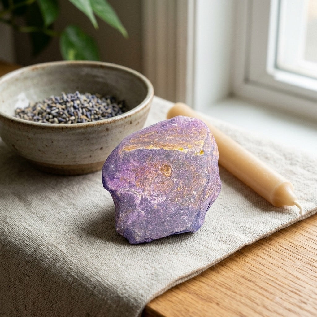 Phosphosiderite Specimen — Lavender to Orchid, Soft Violet Iron Phosphate, 96g — detail view
