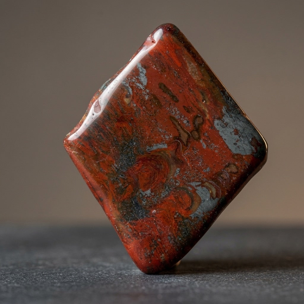 Red Jasper Diamond Cabochon — Polished, Brick Red & Russet, 89g — main view