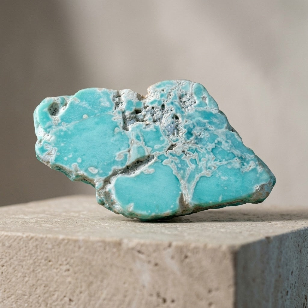 Raw Turquoise Specimen — Blue-Green with Natural Matrix, 23g — detail view