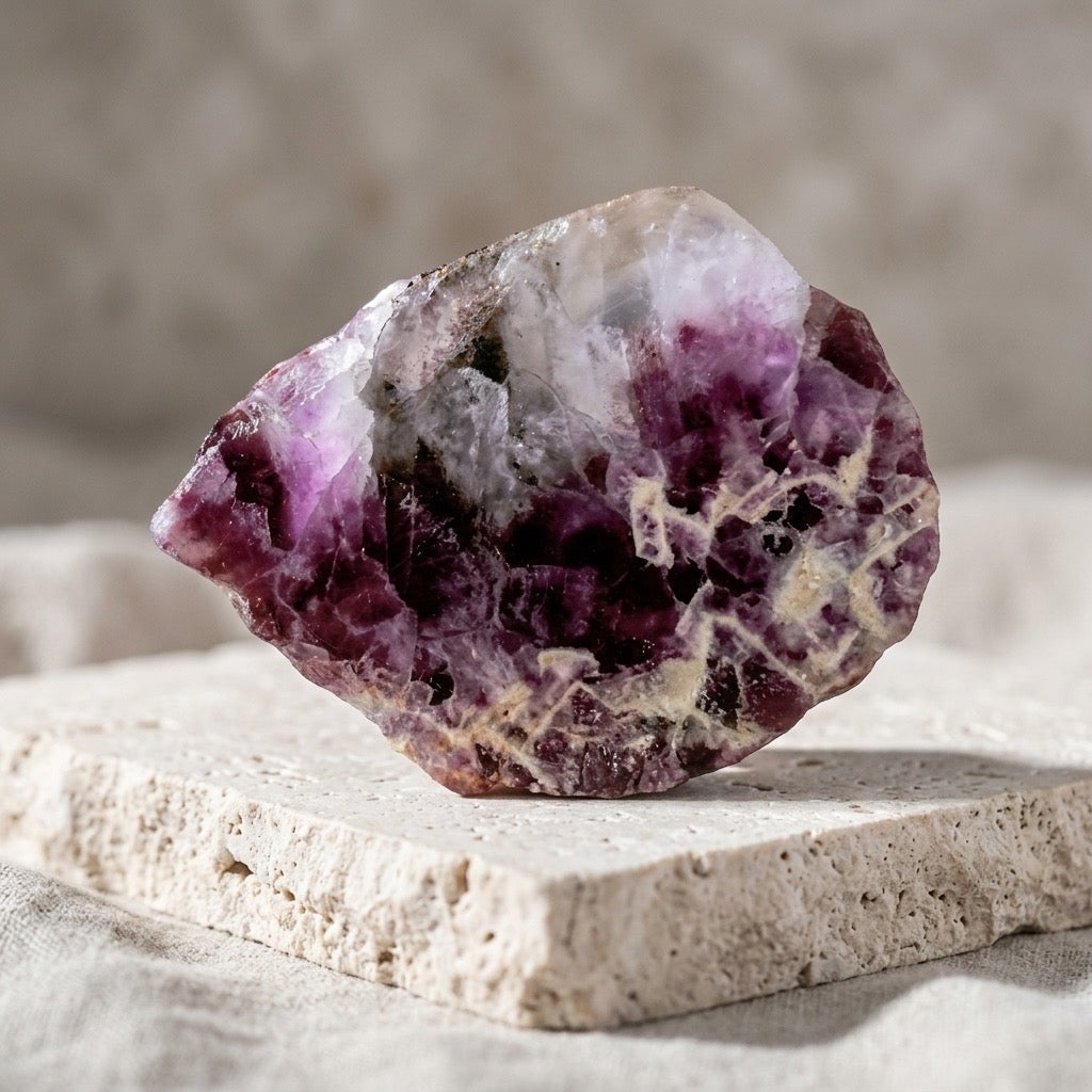 Rainbow Fluorite Polished Specimen — Violet, Sea Green & Blue Bands, 22g — detail view
