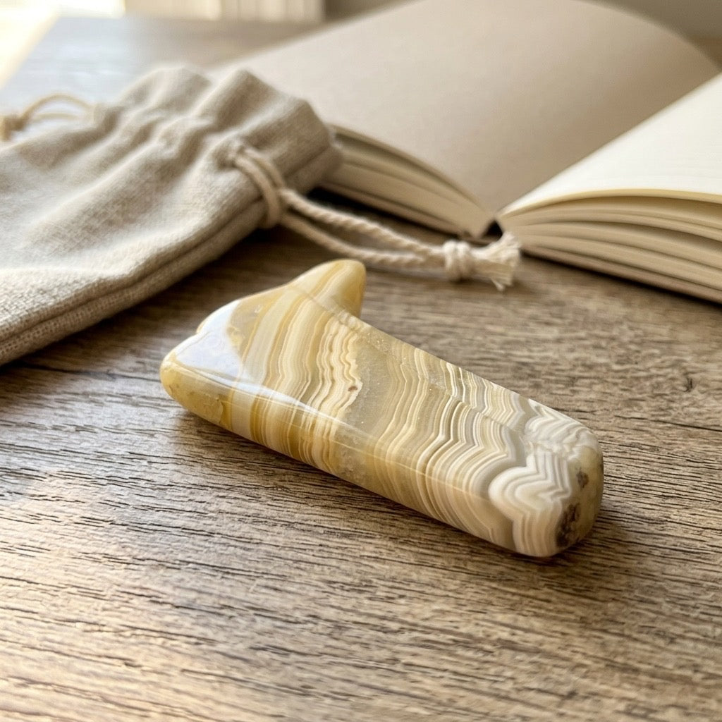 Polished Banded Agate — Fortification Pattern, Translucent Layers, 7g — detail view