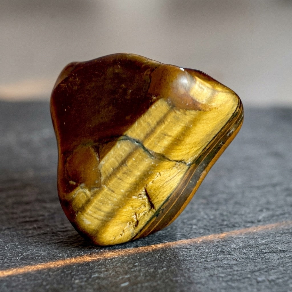Tiger’s Eye Polished Specimen — Gold, Bronze & Deep Brown Bands, 23g — detail view