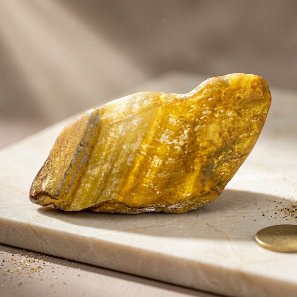 Tiger’s Eye Specimen — Golden Honey Bands, Chatoyant Shimmer, 17g — detail view