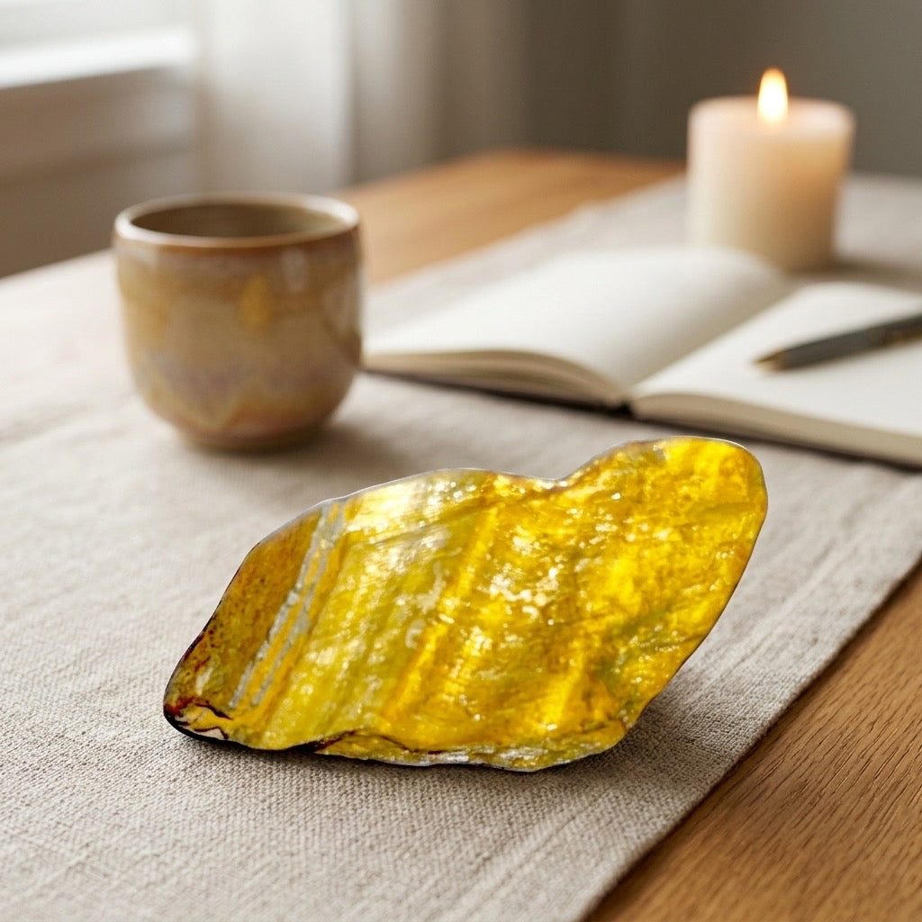 Tiger’s Eye Specimen — Golden Honey Bands, Chatoyant Shimmer, 17g — detail view