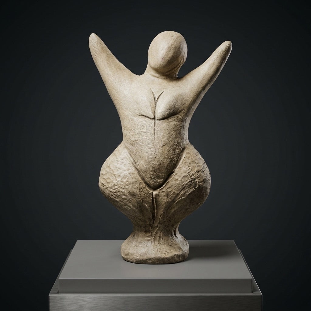 Handmade Clay Fertility Goddess Figurine — Folk Art Spiritual Collectible — main view