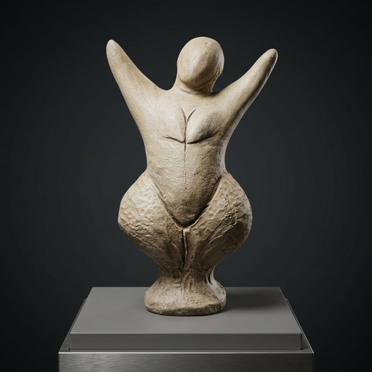 Handmade Clay Fertility Goddess Figurine — Folk Art Spiritual Collectible — main view