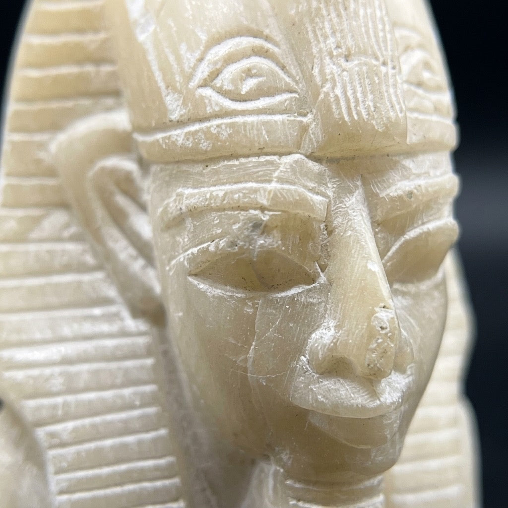 Egyptian Soapstone Pharaoh Bust — Tutankhamun / Ramesses II Style — detail view