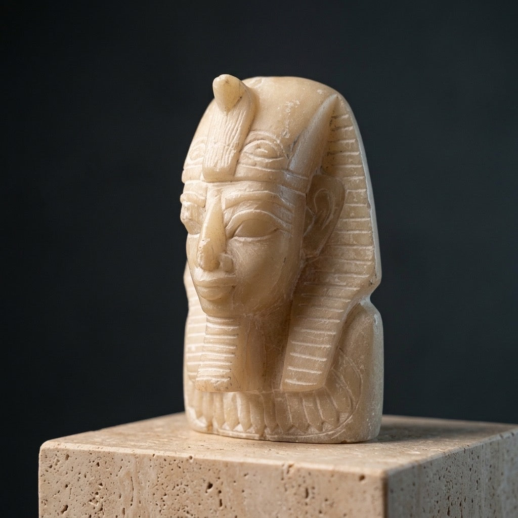 Egyptian Soapstone Pharaoh Bust — Tutankhamun / Ramesses II Style — main view