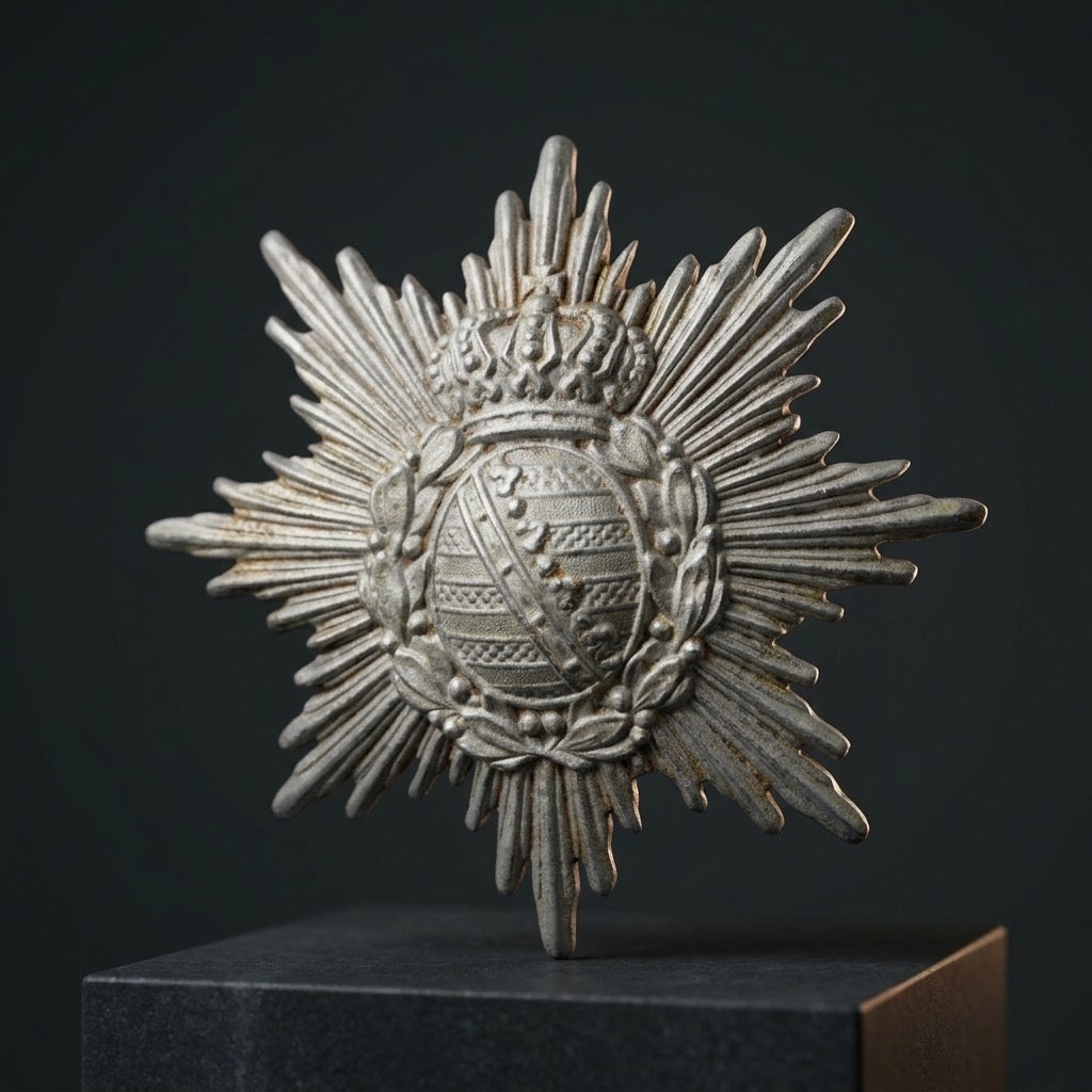 Imperial German Saxon Pickelhaube Star Wappen Badge — detail view