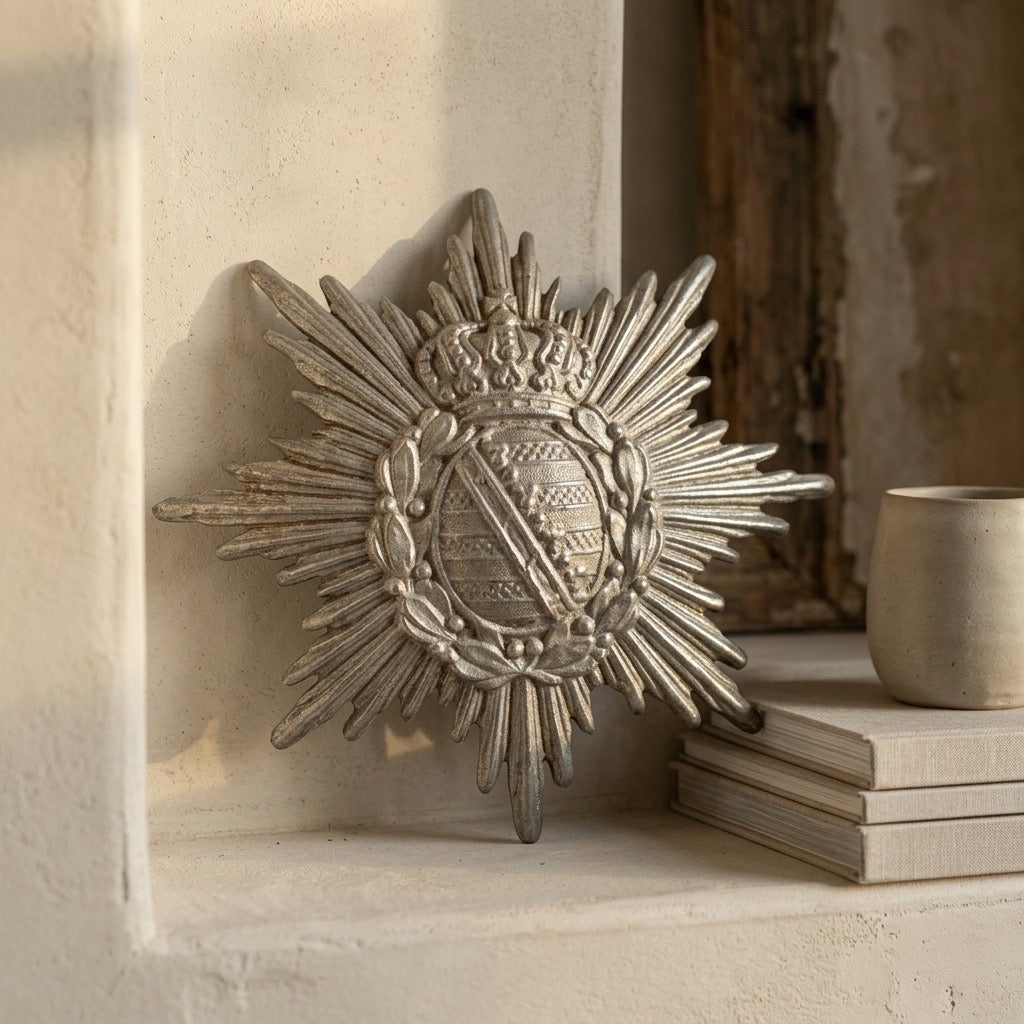 Imperial German Saxon Pickelhaube Star Wappen Badge — detail view