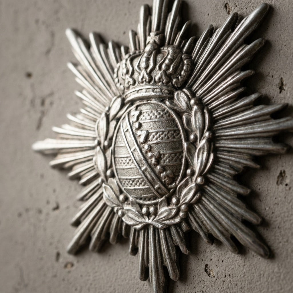 Imperial German Saxon Pickelhaube Star Wappen Badge — detail view