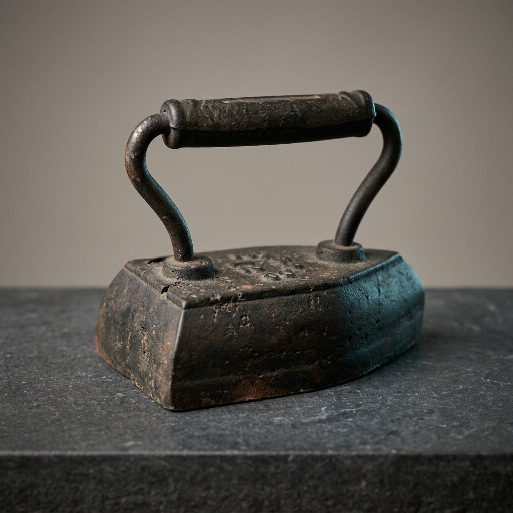 Vintage Cast Iron Sad Iron — Antique Flat Iron Laundry Press — main view