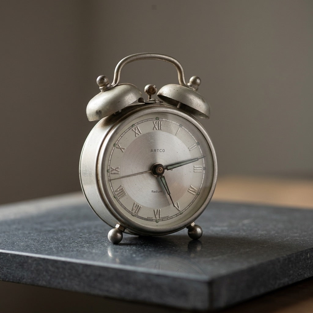 Vintage Artco Radium Wind-Up Alarm Clock — West Germany — main view