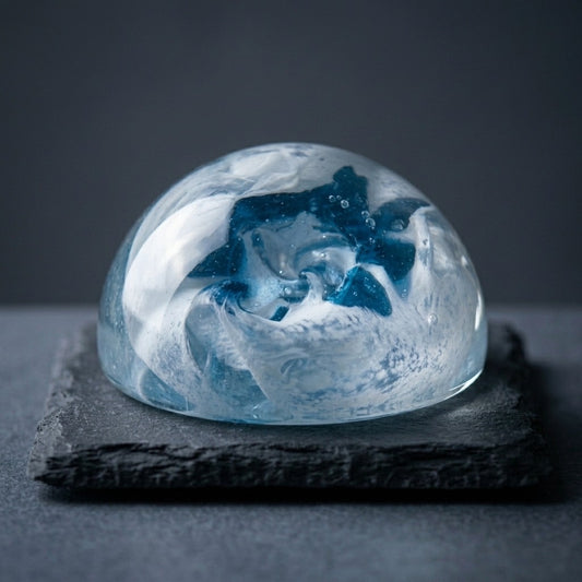 Vintage Blue Swirling Art Glass Paperweight — Murano Style — main view