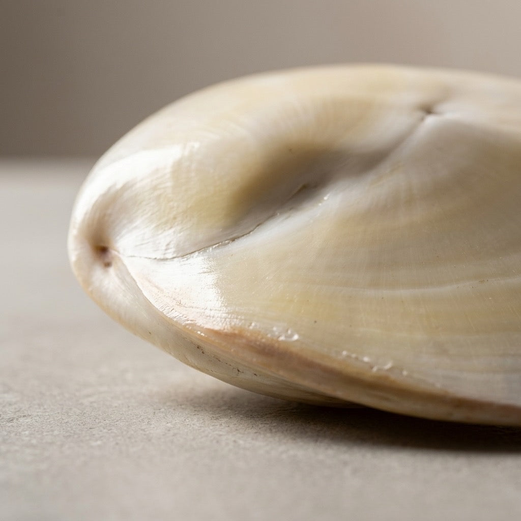 Polished Tiger Clam Shell — Natural Ocean Specimen Display Piece — detail view