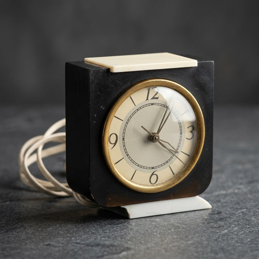 Vintage O.B. McClintock 15D700 Art Deco Electric Desk Alarm Clock — Bakelite — main view