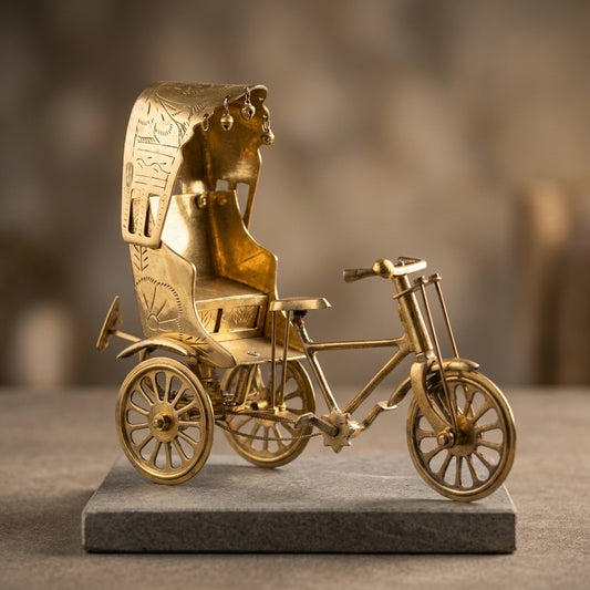 Vintage Gold-Tone Brass Rickshaw Figurine — Decorative Accent — main view