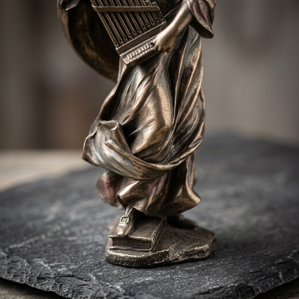 Veronese Collection St. Cecilia Statue — 8.5” Cold-Cast Bronze Figurine — detail view