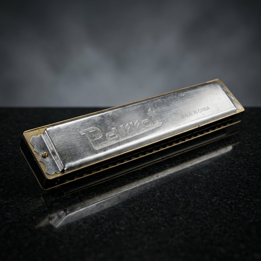 Vintage Parrot Tremolo Harmonica — Double Row Folk Instrument — main view